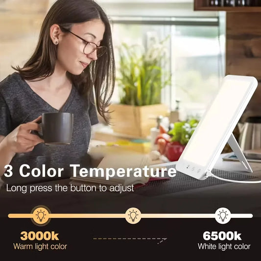 IVAOOZE LED SAD Light,10000 Luxs Daylight Fluorescent Lamp,Portable Natural Sunlight Lamp,Dimmable, 4 Timer Settings, for Office