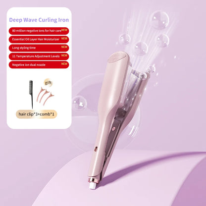 32mm Deep V Wave Hair Curler with 80M Negative Ions, 10-Minute Styling for Long Lasting Beach Waves, Anti-scald ceramic waver