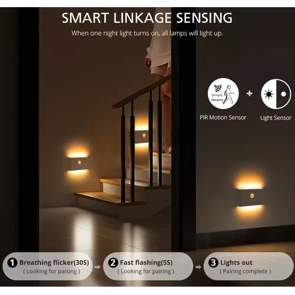 Xiaomi Wireless LED Night Light With Motion Sensor USB Rechargeable 400mAh Battery Modern Wall Lamp For Bedroom Bedside Table