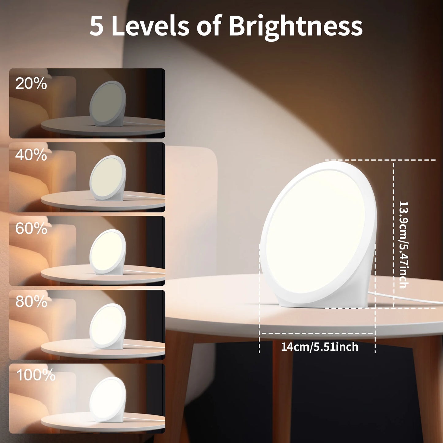 SAD Lamp, Daylight lamp with 3 Color Temperature, 6 Timer, Memory Function, Touch Control for Office/Desk/Home/Sleep