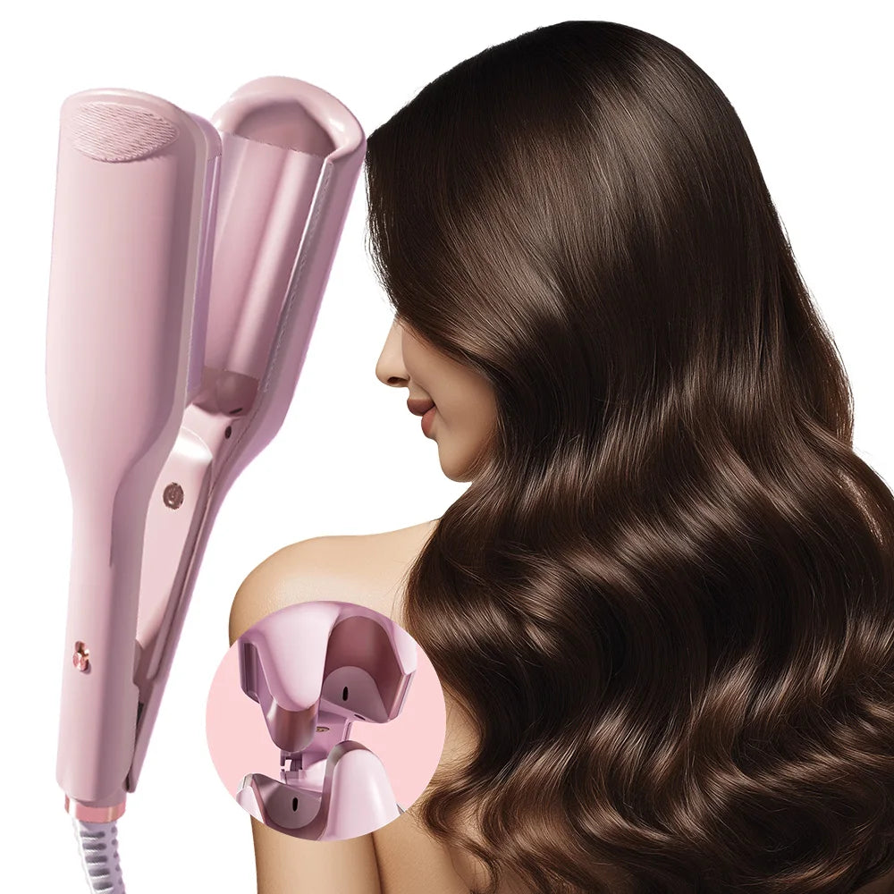 32mm Deep V Wave Hair Curler with 80M Negative Ions, 10-Minute Styling for Long Lasting Beach Waves, Anti-scald ceramic waver