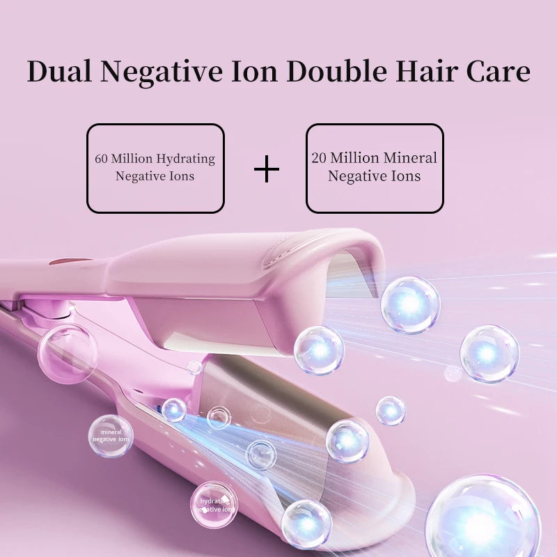 32mm Deep V Wave Hair Curler with 80M Negative Ions, 10-Minute Styling for Long Lasting Beach Waves, Anti-scald ceramic waver