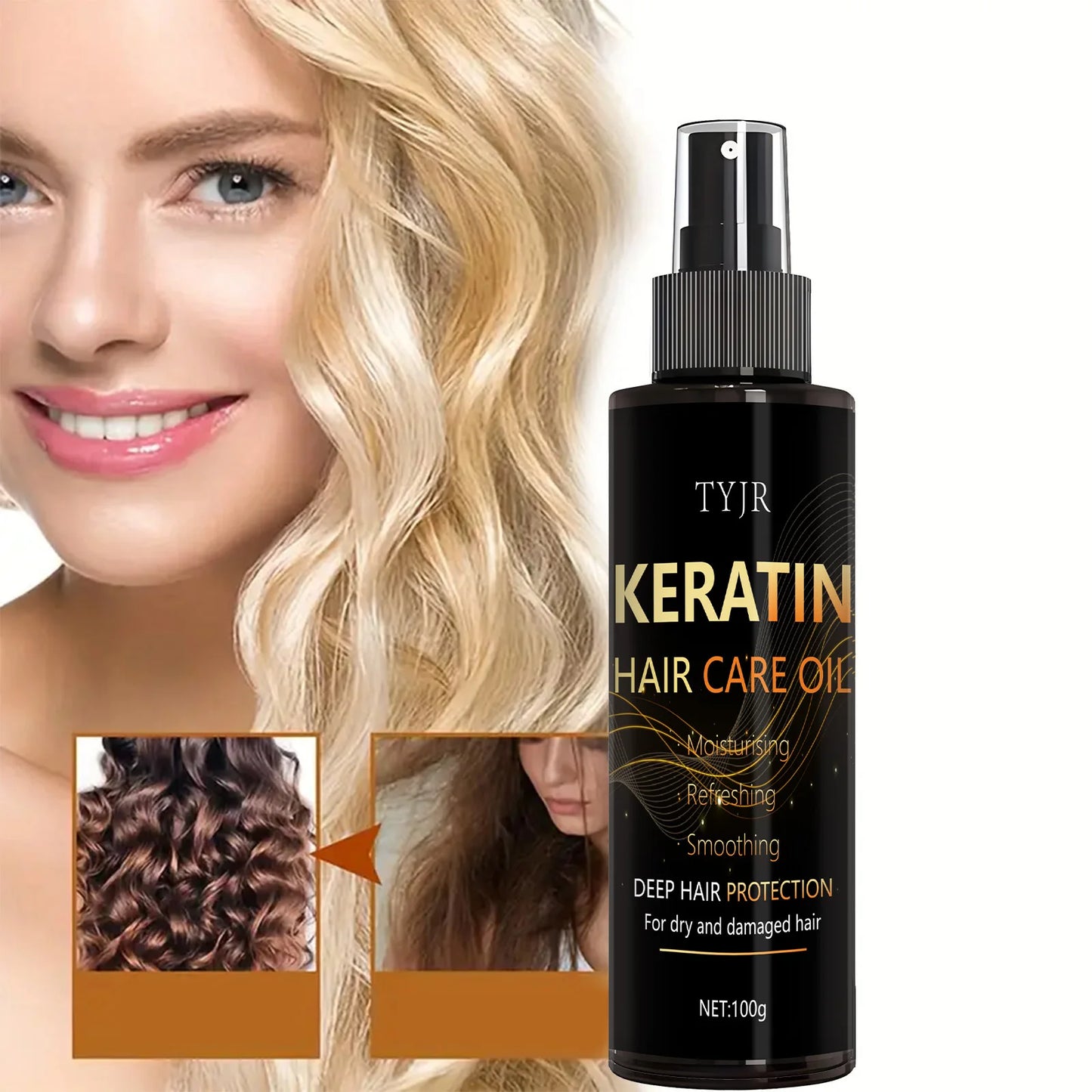 Keratin Hair Care Oil – Deep Protection & Repair, Strengthens & Nourishes, Restores Shine, Smoothes Frizz, Prevents Damage