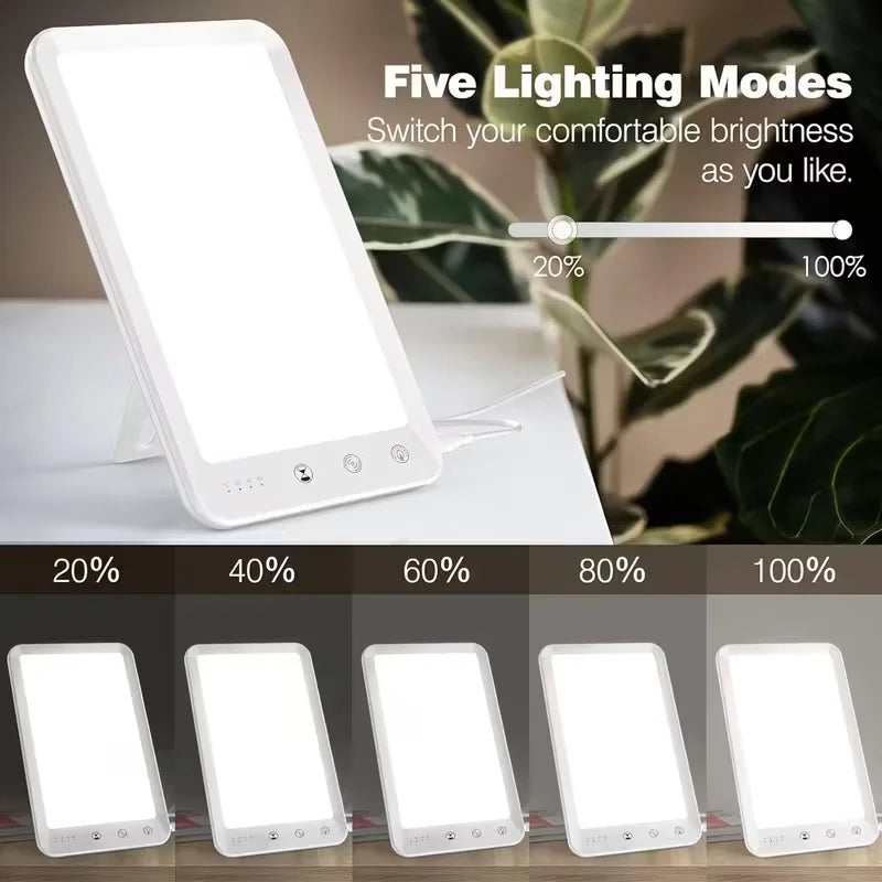 IVAOOZE LED SAD Light,10000 Luxs Daylight Fluorescent Lamp,Portable Natural Sunlight Lamp,Dimmable, 4 Timer Settings, for Office